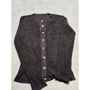 Armani Women's Brown Cardigan Sweater Rhinestone Buttons Size M Borgo 21